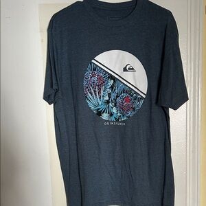 Quiksilver Men's Dark Blue Floral Graphic Tee